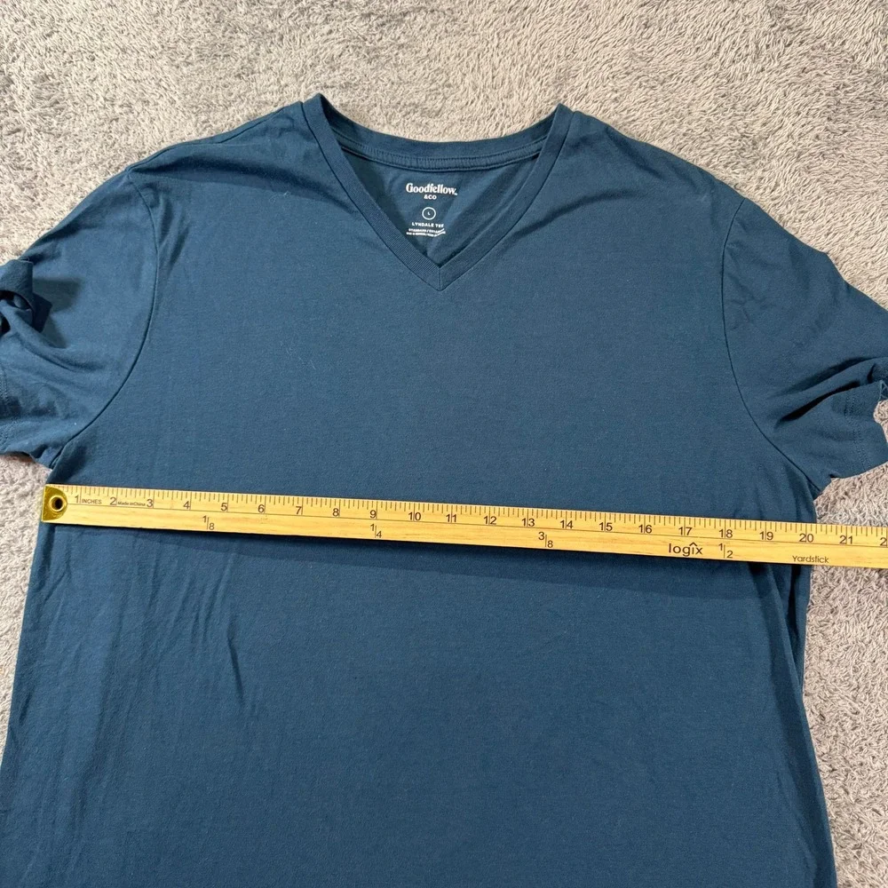 Goodfellow & Co Mens Lyndale Tee V-Neck T-Shirt Large Teal Cotton Blend